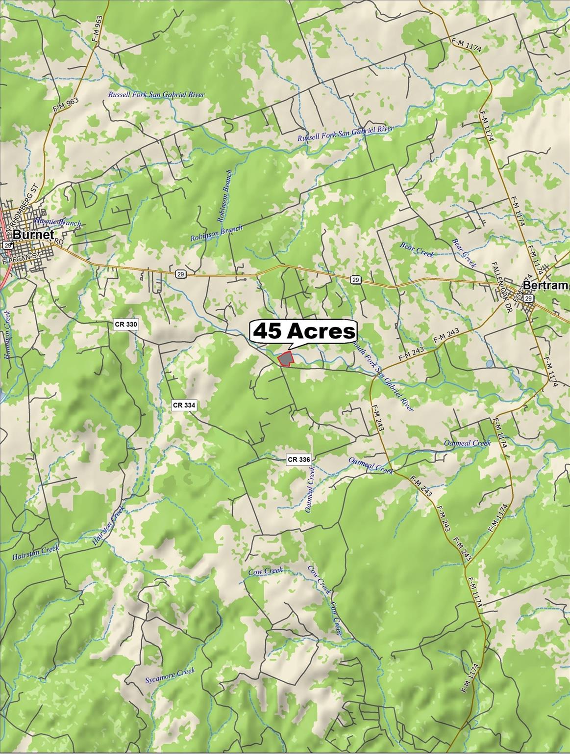 45 acres County Road 330, Bertram, TX 78605