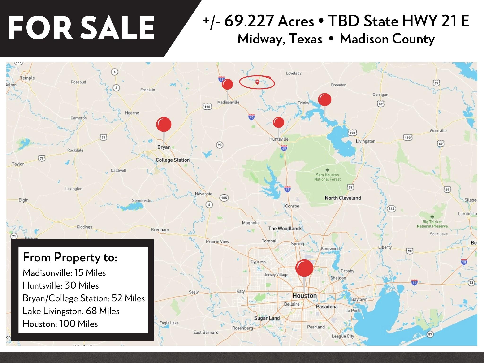 TBD State Highway 21 E (+/- 69.227 ACRES), Midway, TX 75852