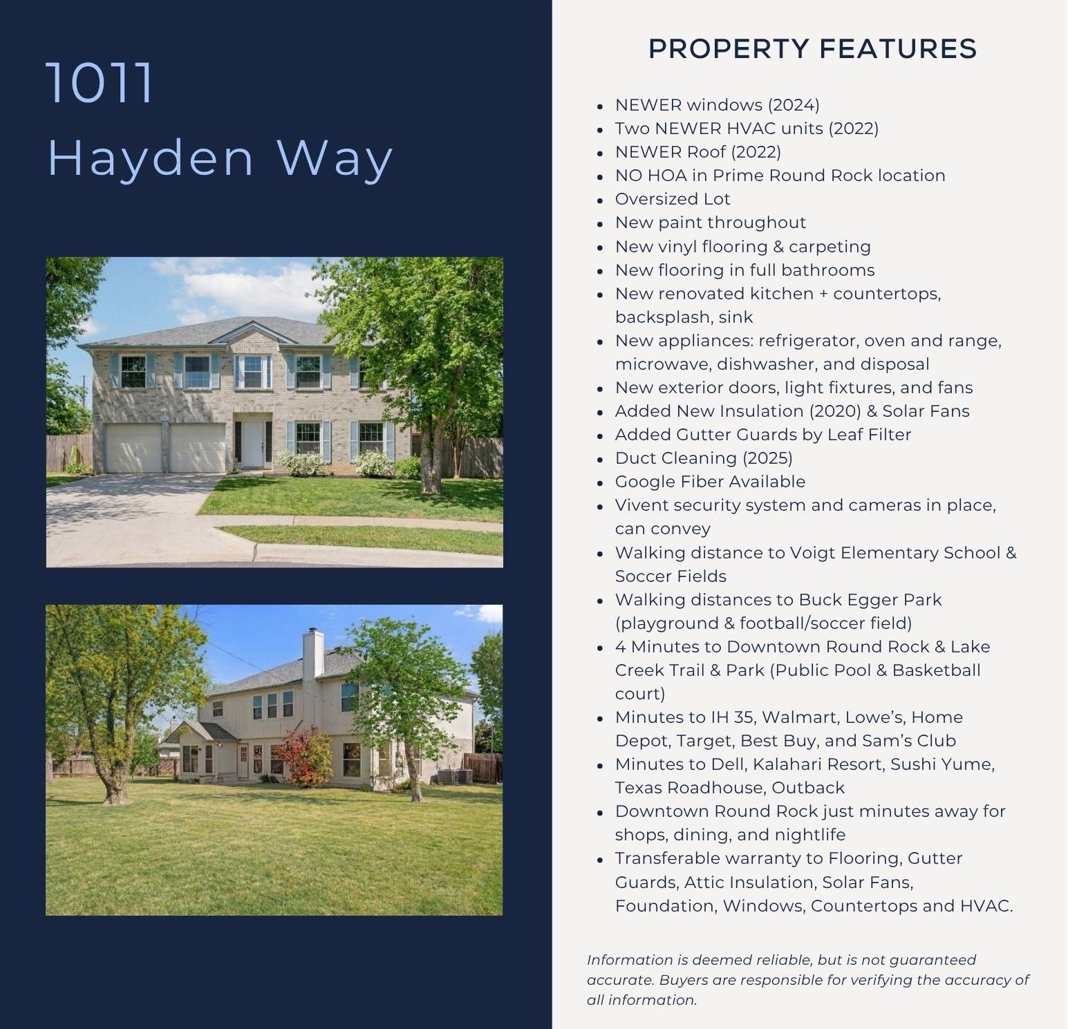 1011 Hayden Way, Round Rock, TX 78664
