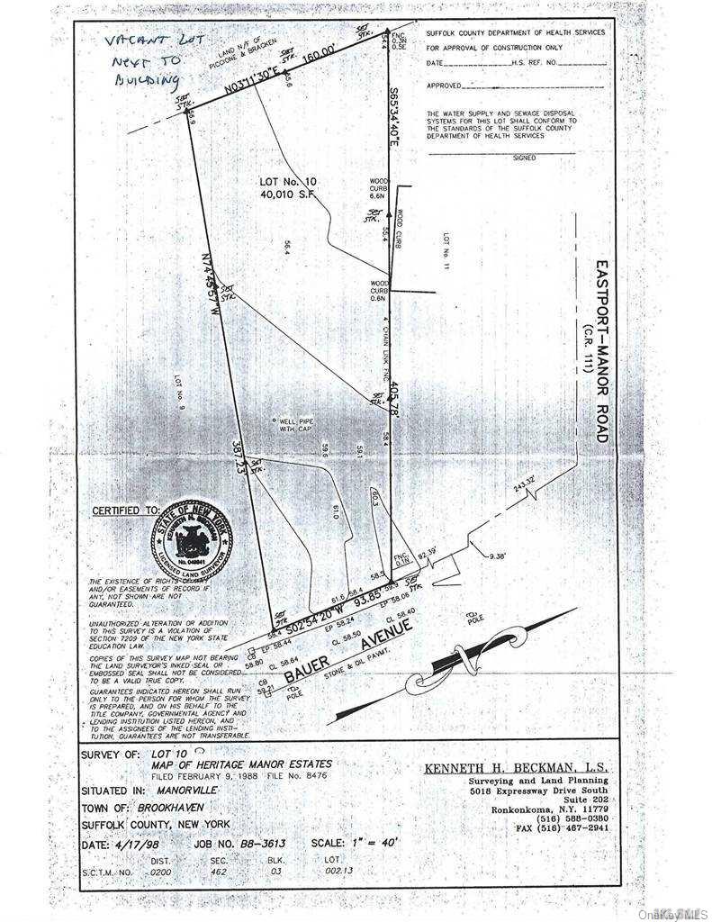 V/L Bauer Avenue, Manorville, NY 11949