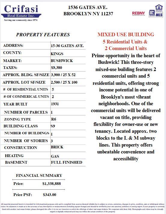 15-36 Gates Avenue, Brooklyn, NY 11237