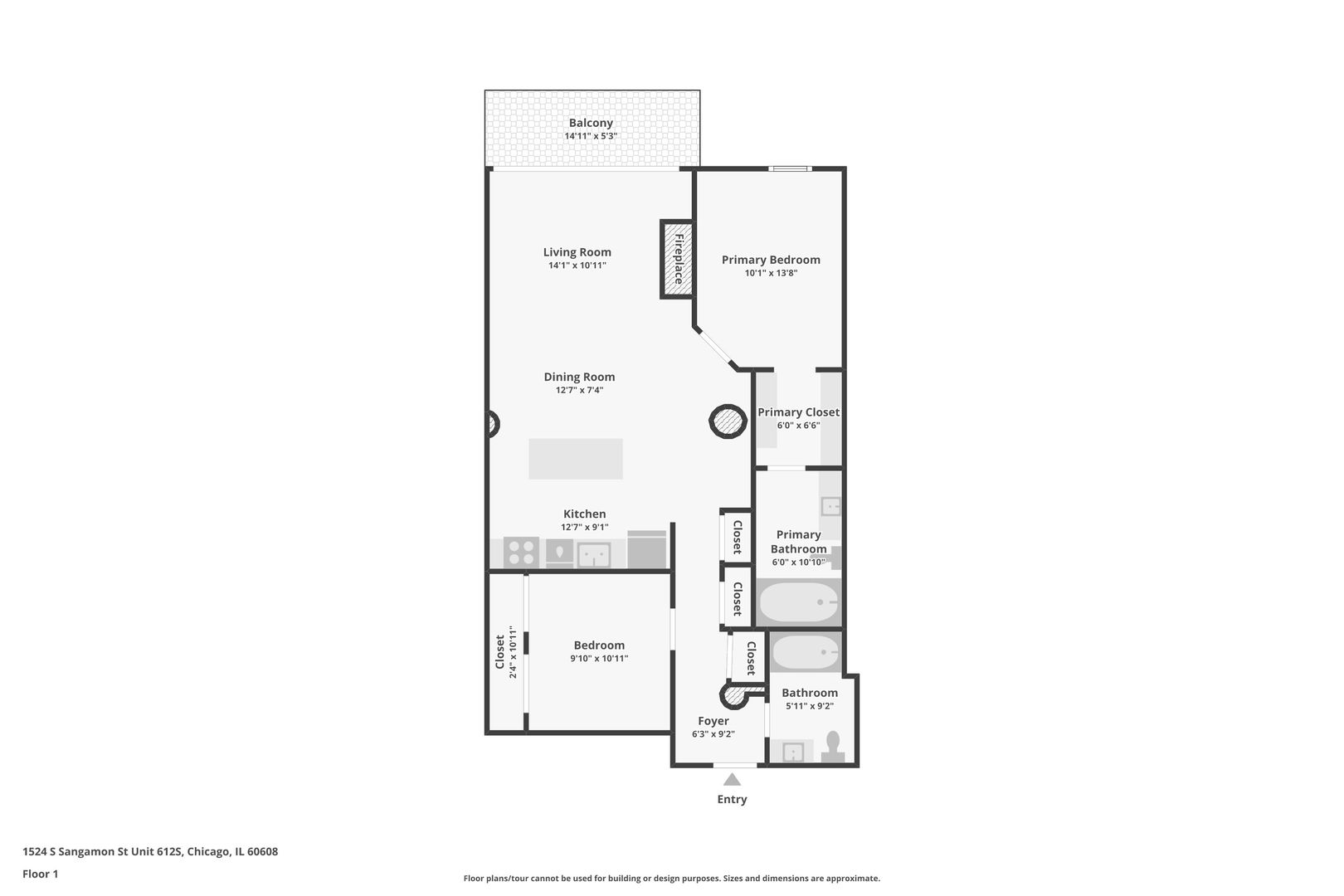 1524 S Sangamon Street #612-S, Chicago, IL 60608