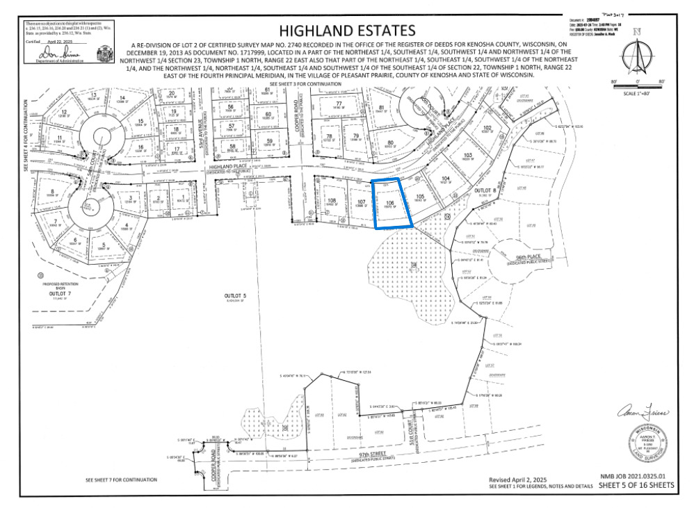 Lt 106 Highland Place, Pleasant Prairie, WI 53158